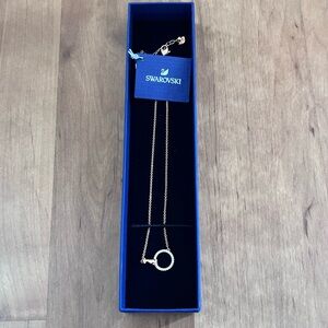 Swarovski NWT Gold Necklace with Circular Crystal Charm